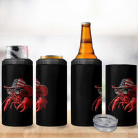 Funny Western Country Crawfish Lover Graphic 4 in 1 Can Cooler Tumbler American Flag Cowboy Lobster Patriotic Cajun Season