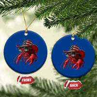 Funny Western Country Crawfish Lover Graphic Ceramic Ornament American Flag Cowboy Lobster Patriotic Cajun Season