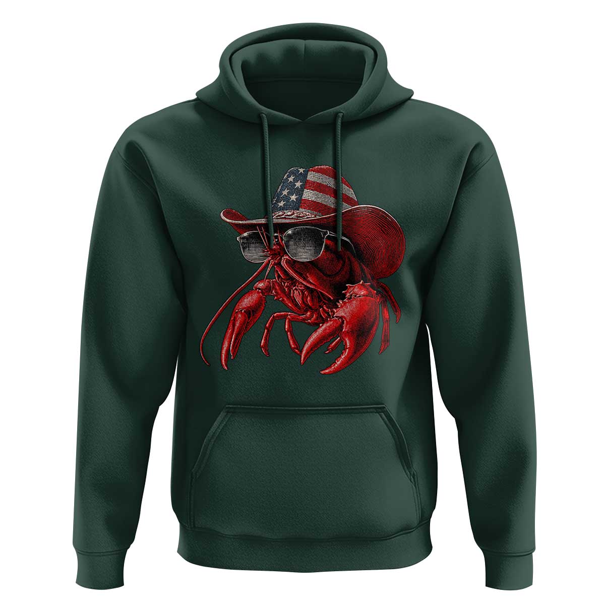 Funny Western Country Crawfish Lover Graphic Hoodie American Flag Cowboy Lobster Patriotic Cajun Season