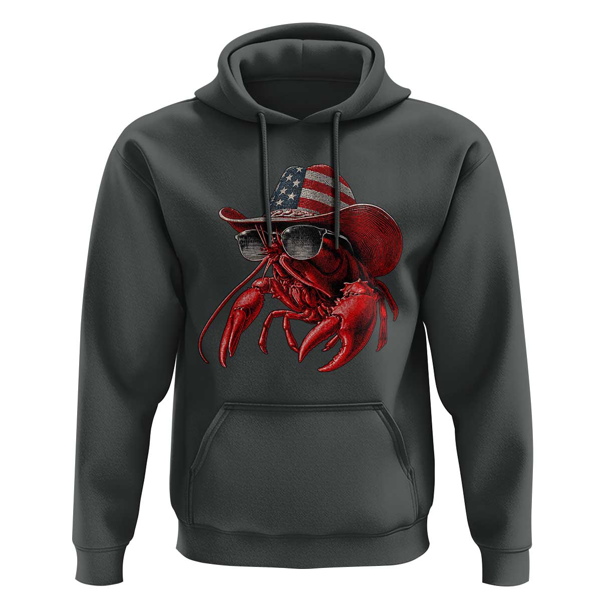 Funny Western Country Crawfish Lover Graphic Hoodie American Flag Cowboy Lobster Patriotic Cajun Season