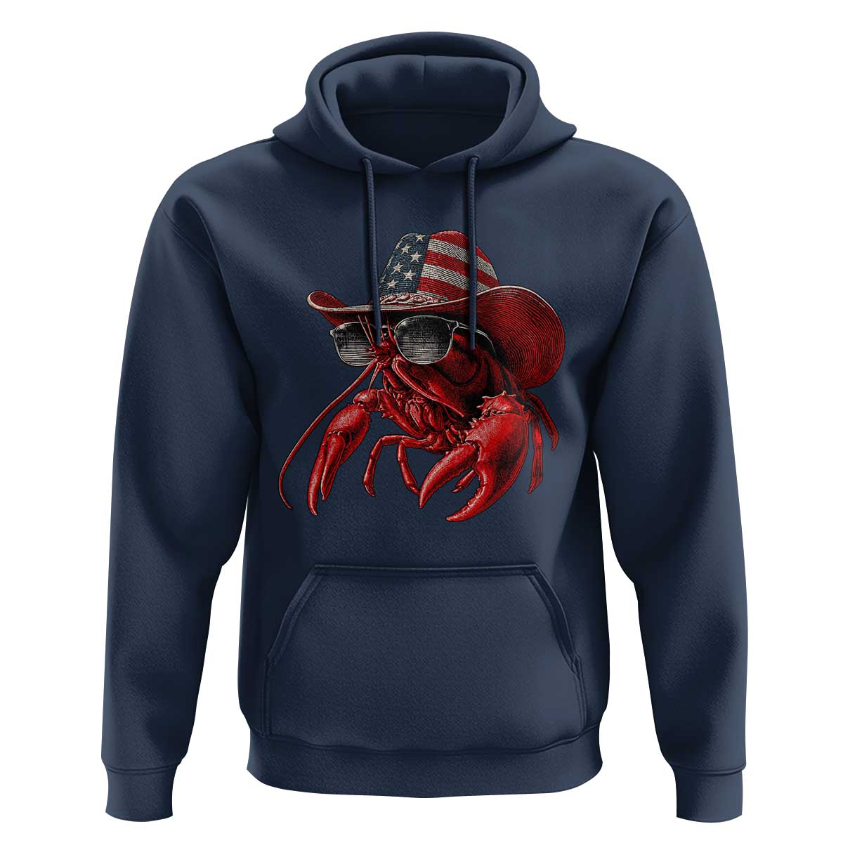 Funny Western Country Crawfish Lover Graphic Hoodie American Flag Cowboy Lobster Patriotic Cajun Season