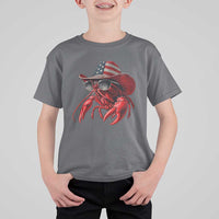 Funny Western Country Crawfish Lover Graphic T Shirt For Kid American Flag Cowboy Lobster Patriotic Cajun Season