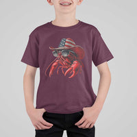 Funny Western Country Crawfish Lover Graphic T Shirt For Kid American Flag Cowboy Lobster Patriotic Cajun Season
