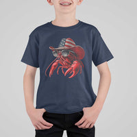 Funny Western Country Crawfish Lover Graphic T Shirt For Kid American Flag Cowboy Lobster Patriotic Cajun Season