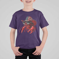 Funny Western Country Crawfish Lover Graphic T Shirt For Kid American Flag Cowboy Lobster Patriotic Cajun Season
