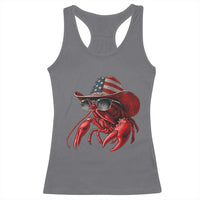 Funny Western Country Crawfish Lover Graphic Racerback Tank Top American Flag Cowboy Lobster Patriotic Cajun Season