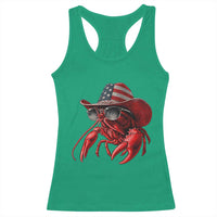 Funny Western Country Crawfish Lover Graphic Racerback Tank Top American Flag Cowboy Lobster Patriotic Cajun Season