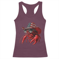 Funny Western Country Crawfish Lover Graphic Racerback Tank Top American Flag Cowboy Lobster Patriotic Cajun Season