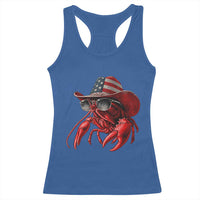 Funny Western Country Crawfish Lover Graphic Racerback Tank Top American Flag Cowboy Lobster Patriotic Cajun Season