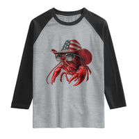 Funny Western Country Crawfish Lover Graphic Raglan Shirt American Flag Cowboy Lobster Patriotic Cajun Season
