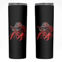 Funny Western Country Crawfish Lover Graphic Skinny Tumbler American Flag Cowboy Lobster Patriotic Cajun Season