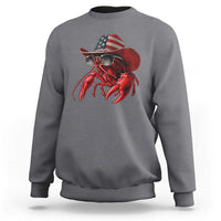 Funny Western Country Crawfish Lover Graphic Sweatshirt American Flag Cowboy Lobster Patriotic Cajun Season