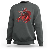 Funny Western Country Crawfish Lover Graphic Sweatshirt American Flag Cowboy Lobster Patriotic Cajun Season