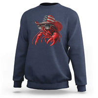 Funny Western Country Crawfish Lover Graphic Sweatshirt American Flag Cowboy Lobster Patriotic Cajun Season