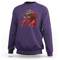 Funny Western Country Crawfish Lover Graphic Sweatshirt American Flag Cowboy Lobster Patriotic Cajun Season