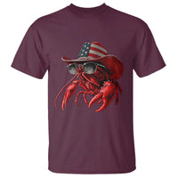 Funny Western Country Crawfish Lover Graphic T Shirt American Flag Cowboy Lobster Patriotic Cajun Season