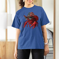 Funny Western Country Crawfish Lover Graphic T Shirt For Women American Flag Cowboy Lobster Patriotic Cajun Season