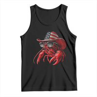 Funny Western Country Crawfish Lover Graphic Tank Top American Flag Cowboy Lobster Patriotic Cajun Season