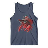 Funny Western Country Crawfish Lover Graphic Tank Top American Flag Cowboy Lobster Patriotic Cajun Season