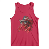 Funny Western Country Crawfish Lover Graphic Tank Top American Flag Cowboy Lobster Patriotic Cajun Season