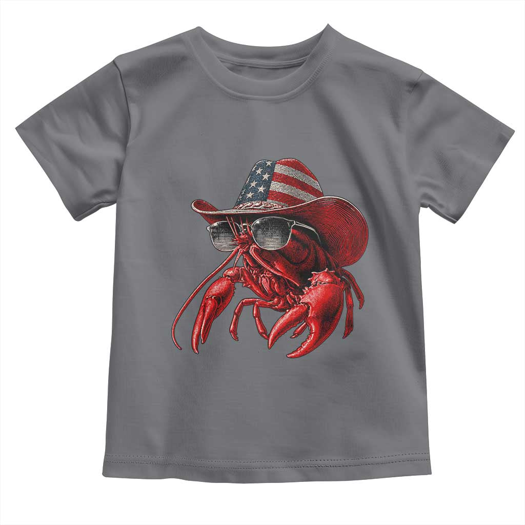 Funny Western Country Crawfish Lover Graphic Toddler T Shirt American Flag Cowboy Lobster Patriotic Cajun Season