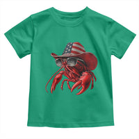 Funny Western Country Crawfish Lover Graphic Toddler T Shirt American Flag Cowboy Lobster Patriotic Cajun Season
