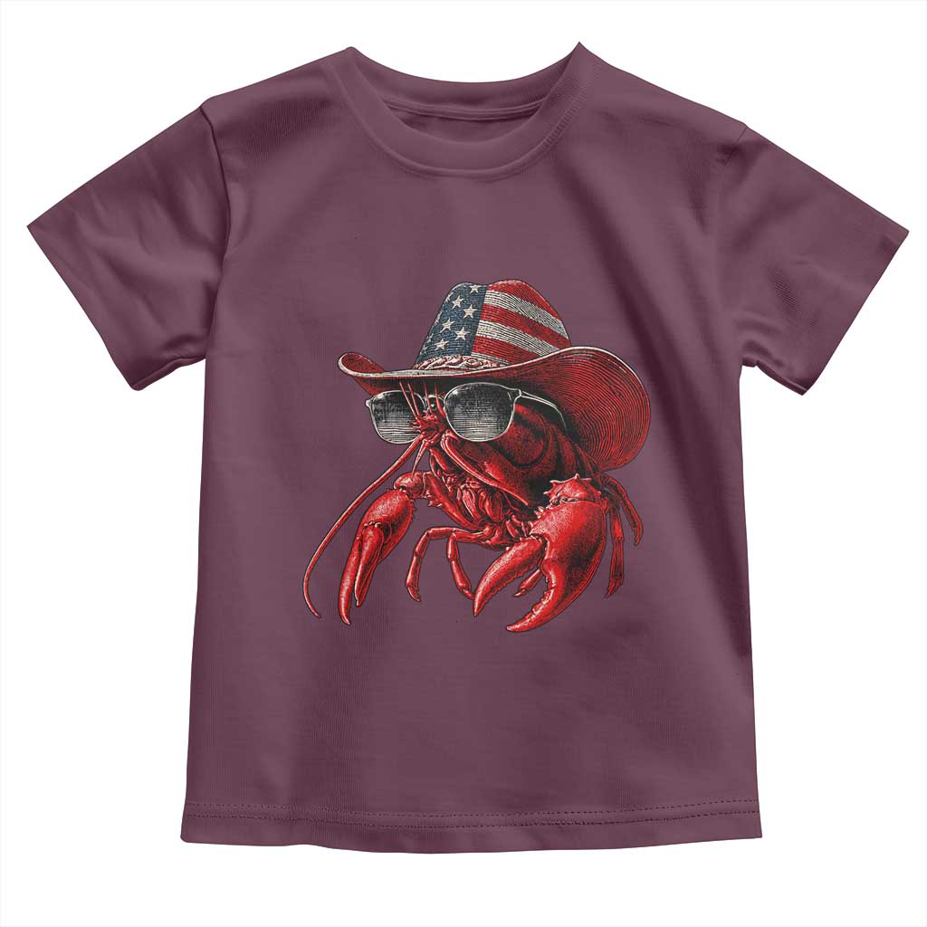 Funny Western Country Crawfish Lover Graphic Toddler T Shirt American Flag Cowboy Lobster Patriotic Cajun Season