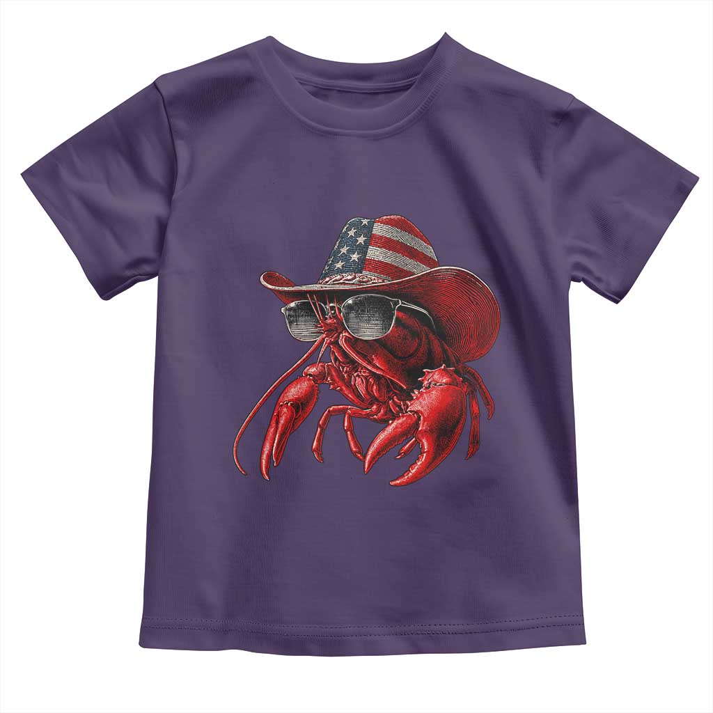 Funny Western Country Crawfish Lover Graphic Toddler T Shirt American Flag Cowboy Lobster Patriotic Cajun Season