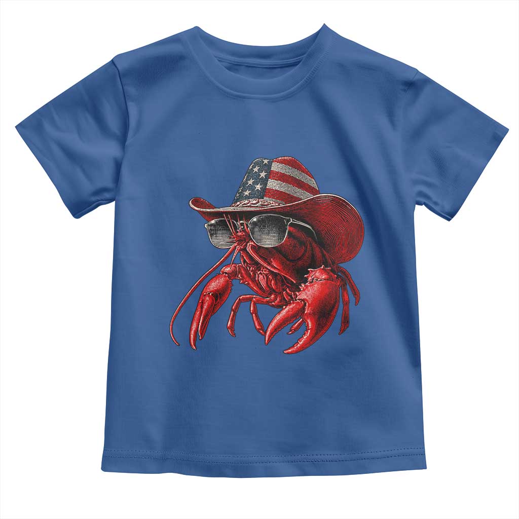 Funny Western Country Crawfish Lover Graphic Toddler T Shirt American Flag Cowboy Lobster Patriotic Cajun Season