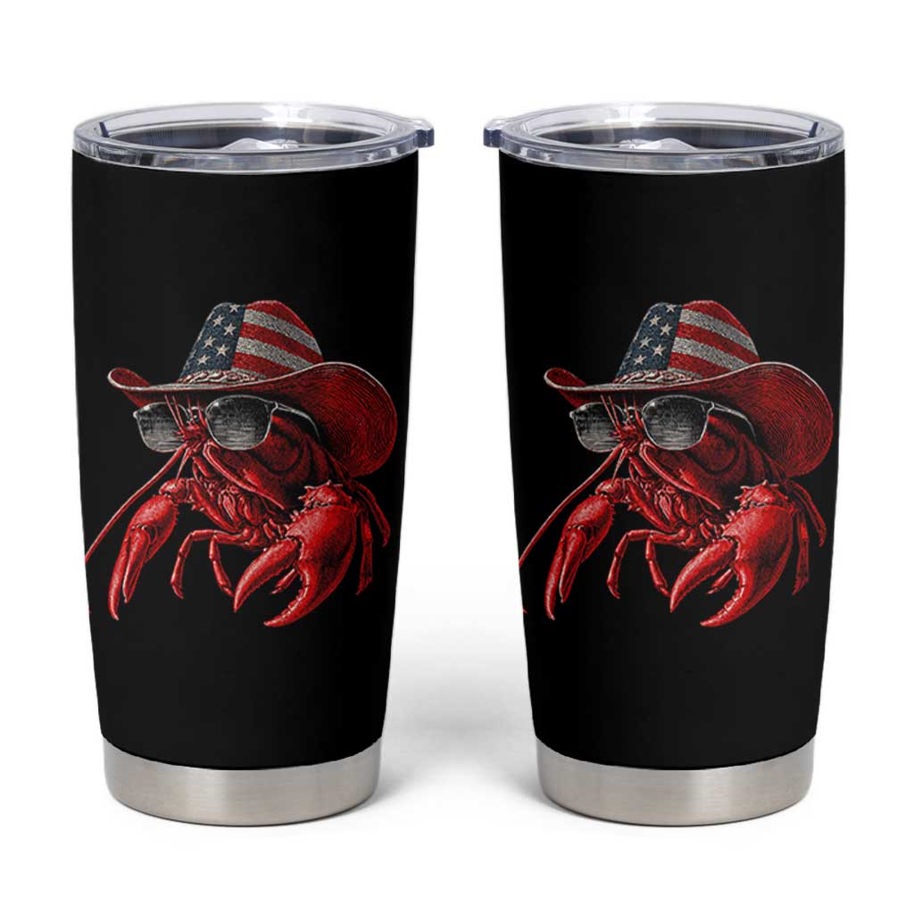 Funny Western Country Crawfish Lover Graphic Tumbler Cup American Flag Cowboy Lobster Patriotic Cajun Season