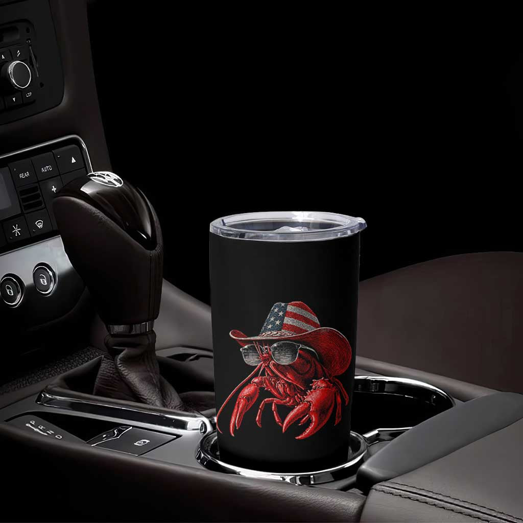 Funny Western Country Crawfish Lover Graphic Tumbler Cup American Flag Cowboy Lobster Patriotic Cajun Season