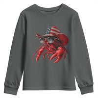 Funny Western Country Crawfish Lover Graphic Youth Sweatshirt American Flag Cowboy Lobster Patriotic Cajun Season