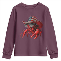 Funny Western Country Crawfish Lover Graphic Youth Sweatshirt American Flag Cowboy Lobster Patriotic Cajun Season
