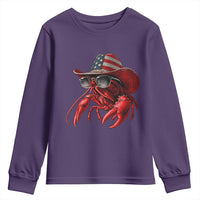 Funny Western Country Crawfish Lover Graphic Youth Sweatshirt American Flag Cowboy Lobster Patriotic Cajun Season