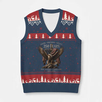 Eagle 250th Anniversary USA V-Neck Knit Sweater Vest 250 Years Faith Freedom Legacy One Nation Under God Flag