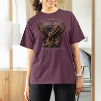 Eagle 250th Anniversary USA T Shirt For Women 250 Years Faith Freedom Legacy One Nation Under God Flag
