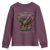 Eagle 250th Anniversary USA Youth Sweatshirt 250 Years Faith Freedom Legacy One Nation Under God Flag