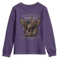 Eagle 250th Anniversary USA Youth Sweatshirt 250 Years Faith Freedom Legacy One Nation Under God Flag