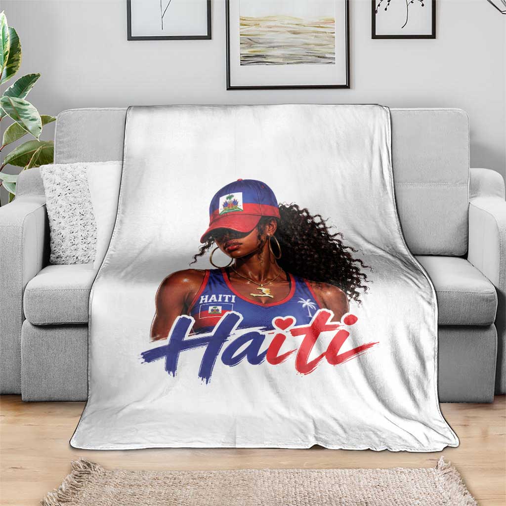 Haitian Girl Throw Blanket Melanin Black Girls Haiti Flag Proud Haitienne