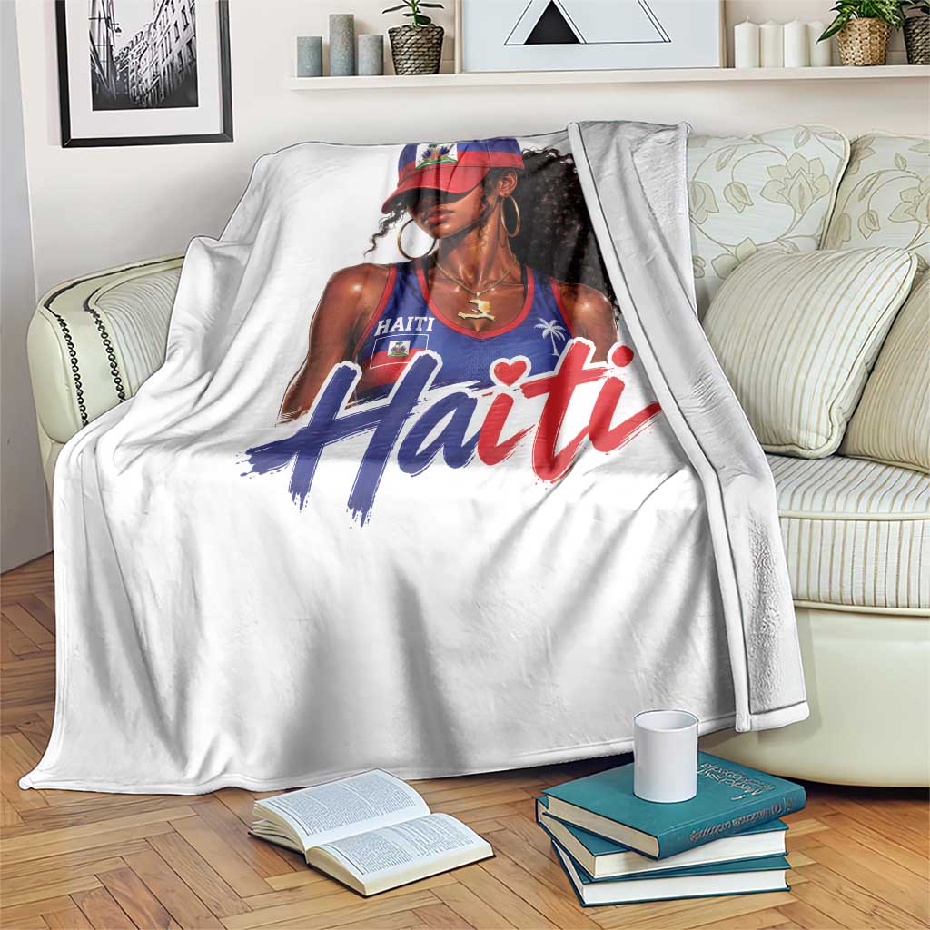 Haitian Girl Throw Blanket Melanin Black Girls Haiti Flag Proud Haitienne