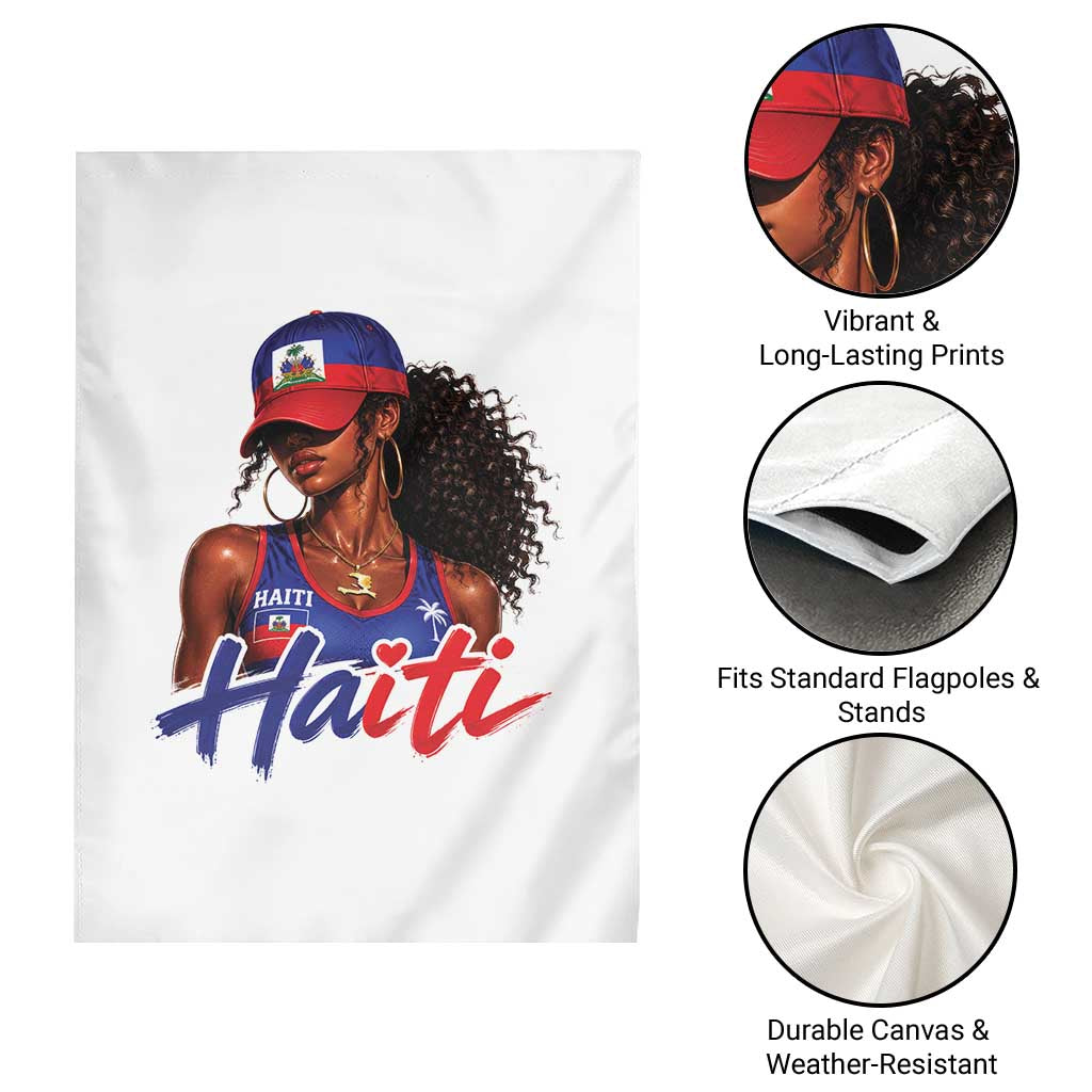 Haitian Girl Garden Flag Melanin Black Girls Haiti Flag Proud Haitienne