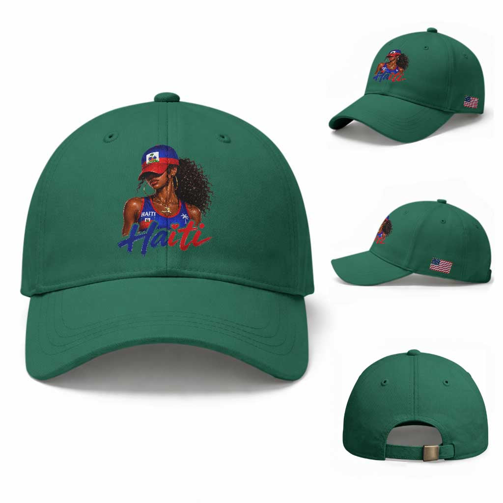 Haitian Girl Baseball Cap Melanin Black Girls Haiti Flag Proud Haitienne