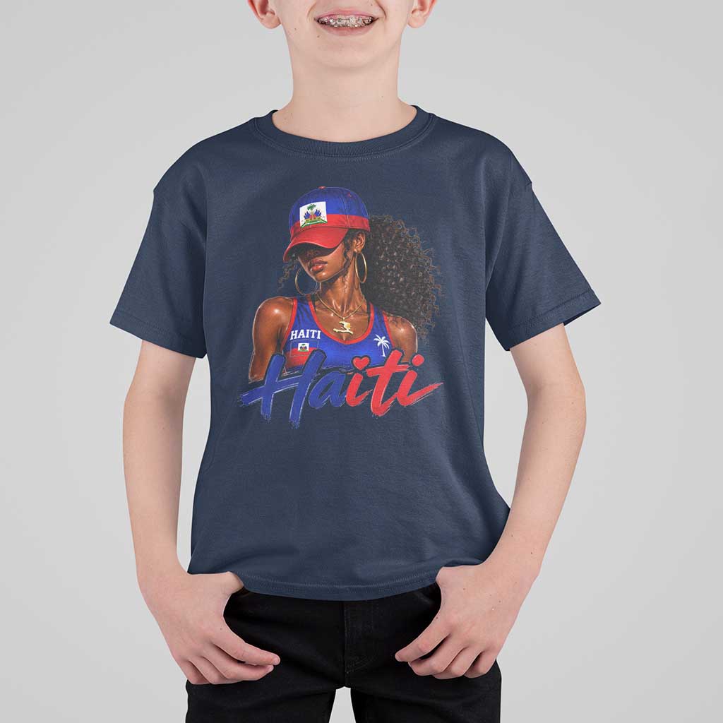 Haitian Girl T Shirt For Kid Melanin Black Girls Haiti Flag Proud Haitienne