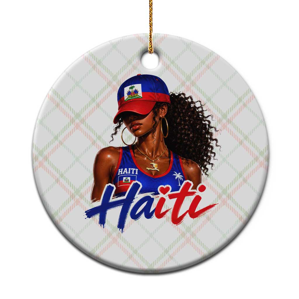 Haitian Girl Ceramic Ornament Melanin Black Girls Haiti Flag Proud Haitienne
