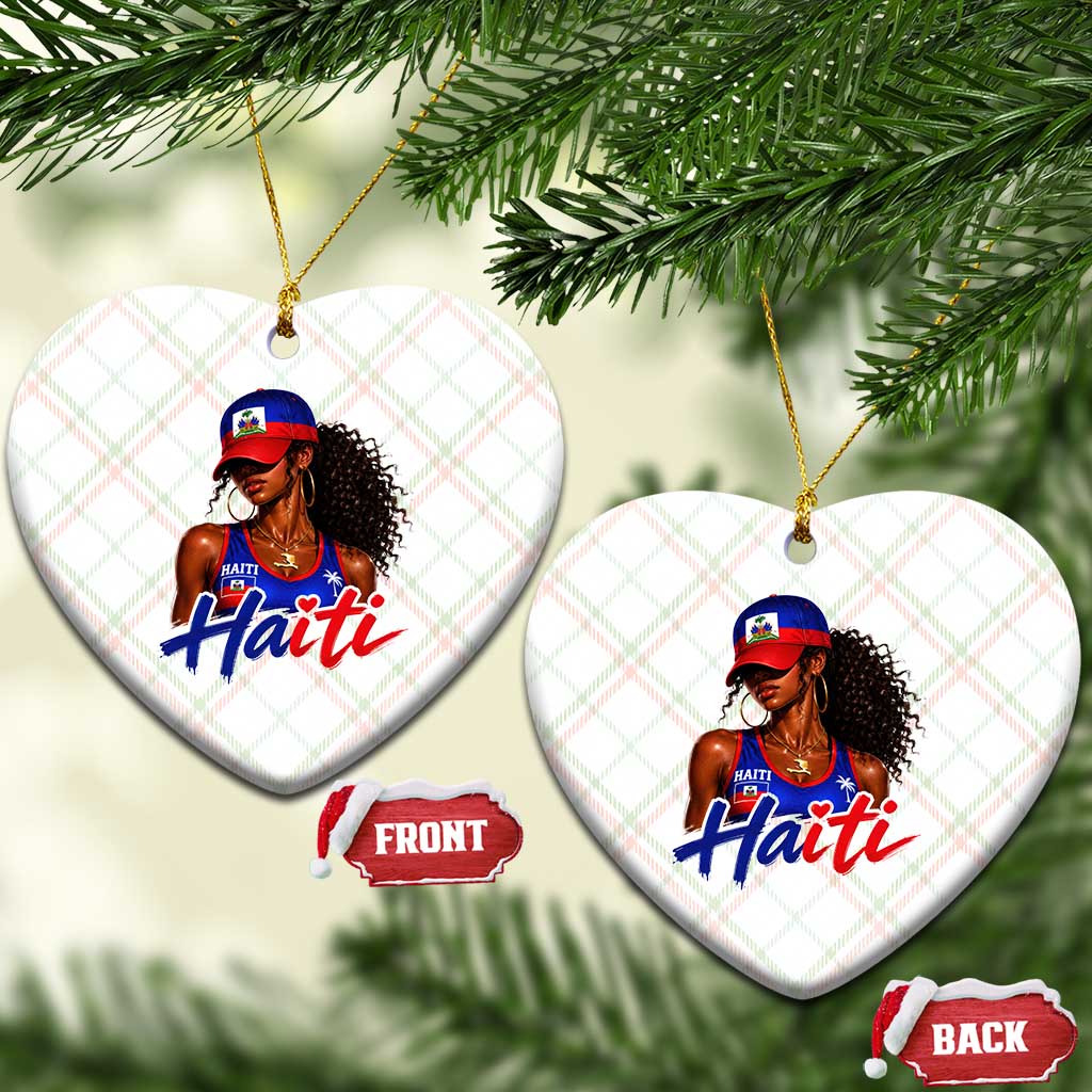 Haitian Girl Ceramic Ornament Melanin Black Girls Haiti Flag Proud Haitienne