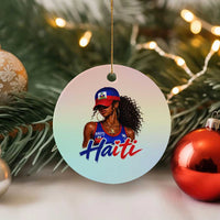 Haitian Girl Ceramic Ornament Melanin Black Girls Haiti Flag Proud Haitienne