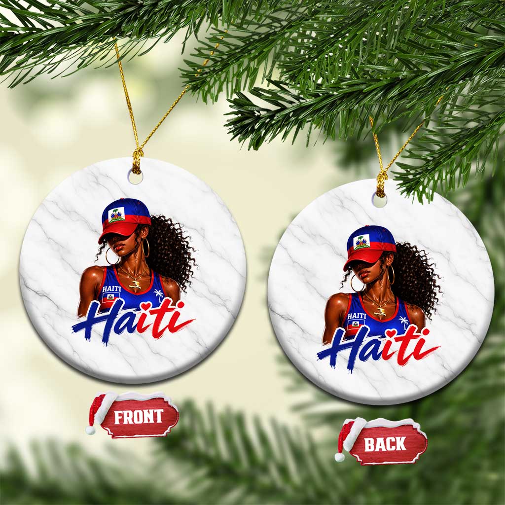 Haitian Girl Ceramic Ornament Melanin Black Girls Haiti Flag Proud Haitienne