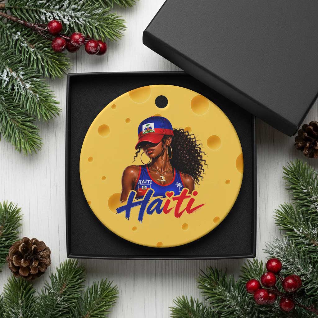 Haitian Girl Ceramic Ornament Melanin Black Girls Haiti Flag Proud Haitienne
