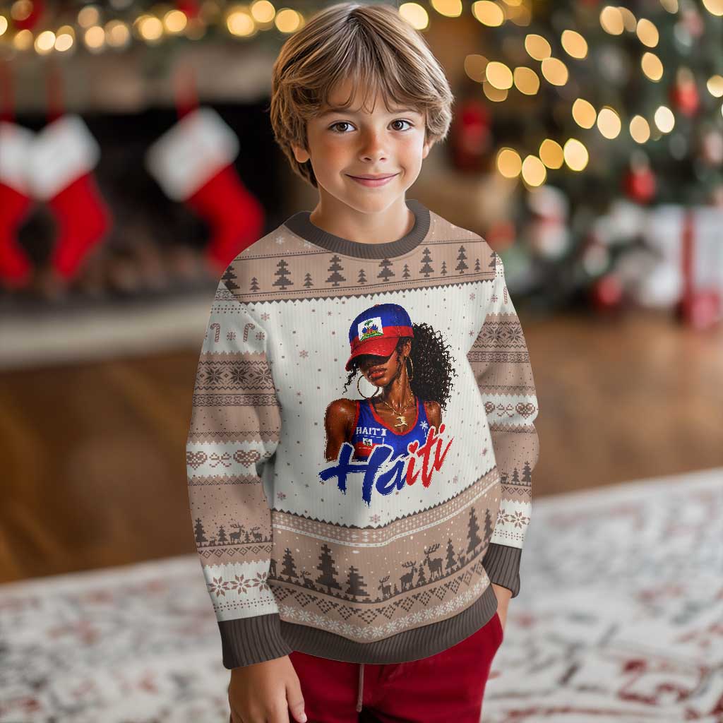 Haitian Girl Ugly Christmas Sweater Melanin Black Girls Haiti Flag Proud Haitienne