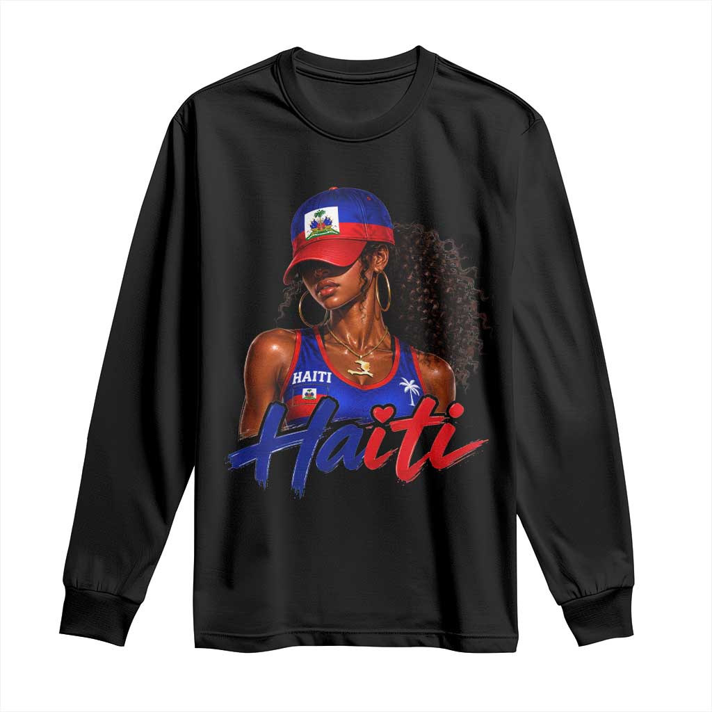 Haitian Girl Long Sleeve Shirt Melanin Black Girls Haiti Flag Proud Haitienne